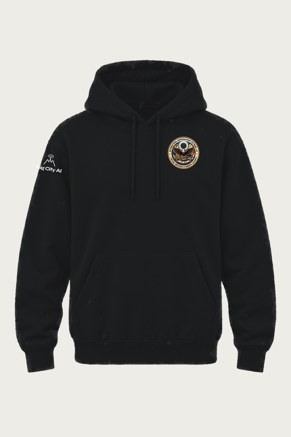 St. Patty's Shamrock Shootout Hoodie front with IMN chest seal