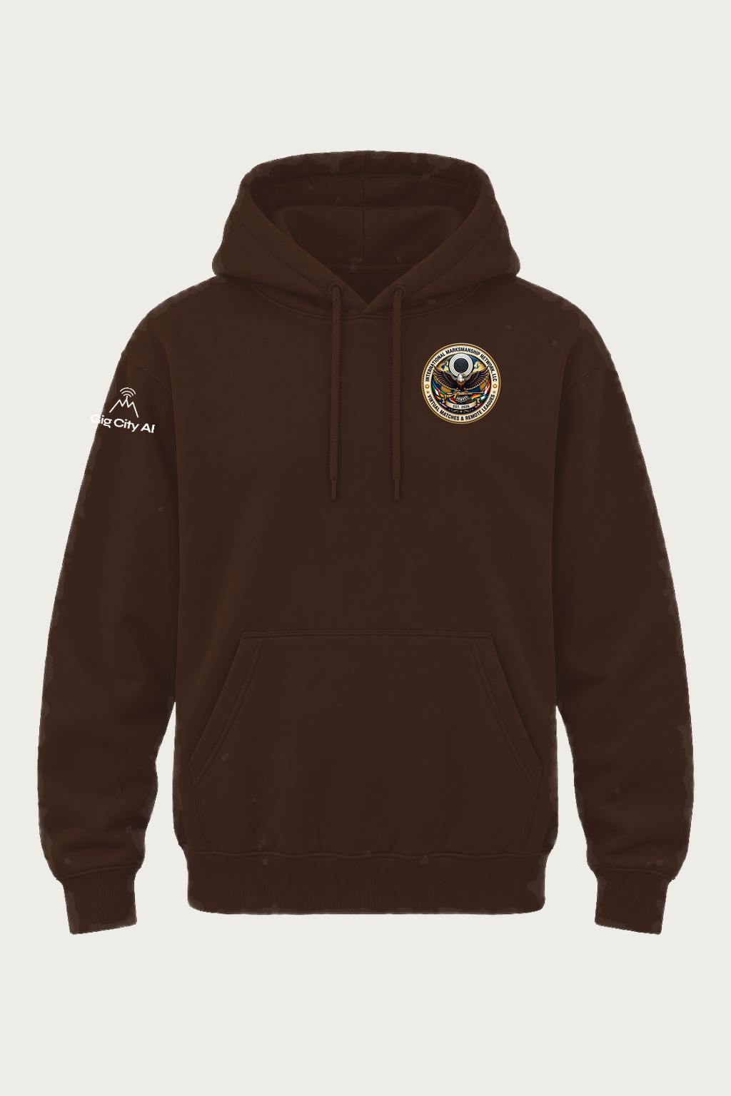 Pellets & Pumpkins Thanksgiving Shootout Hoodie front with IMN chest seal