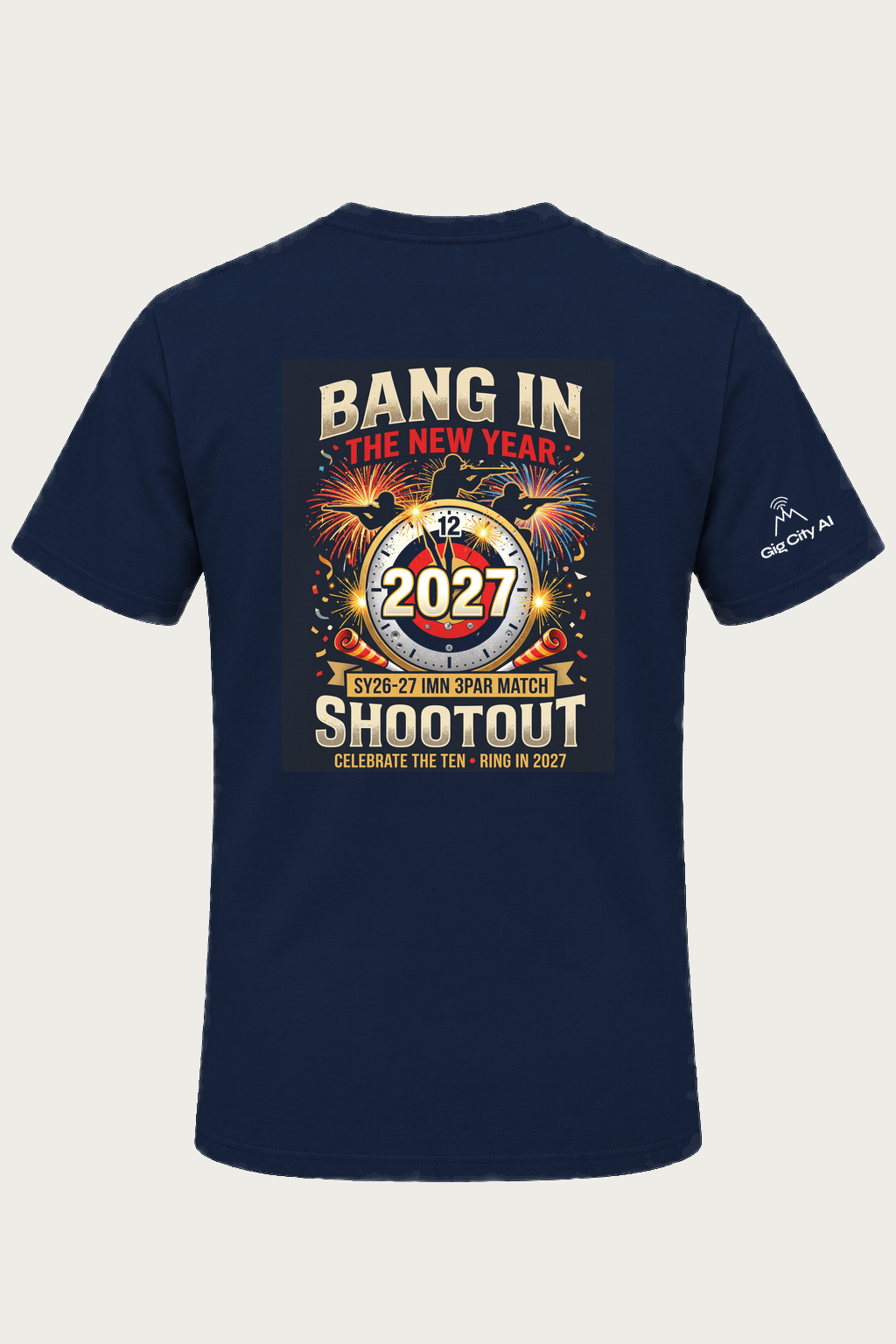 Bang, In the New Year Shootout T-shirt back design